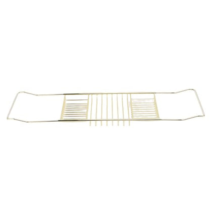 FTVOGUE Bathtub Caddy Tray, Stainless Steel Expandable Bathtub Tray 25 to 38.4 in, Over The Rack with 7.9 in Width, Bathroom Organizer Shelf for Shower Tub Use (Gold) - color: Gold