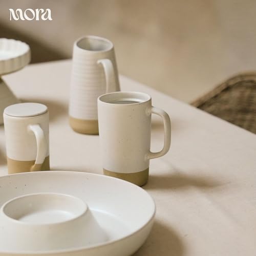 Mora Ceramics Large Tea Mug with Loose Leaf Infuser and Ceramic Lid, 18 oz, Portable, Microwave, Dishwasher Safe, Tall Coffee Cup - Rustic Matte Ceramic Glaze, Modern Herbal Tea Strainer, Oat - color: Oat
