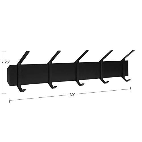 Kate and Laurel Rossmore Farmhouse 5-Hook Wall Hanging Coat Rack, Black, Modern Hanging Rack for Coats, Bags, Or Pots and Pans - color: Black