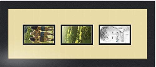 ArtToFrames Collage Photo Frame Double Mat with 3-3x5 Openings with Satin Black Frame and French Creme mat. - color: French Creme, size: 3 - 3x5