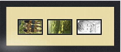 ArtToFrames Collage Photo Frame Double Mat with 3-3x5 Openings with Satin Black Frame and French Creme mat. - color: French Creme, size: 3 - 3x5