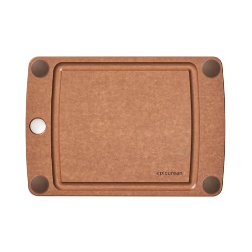 Epicurean All-In-One Cutting Board with Non-Slip Feet and Juice Groove - Non-toxic, Dishwasher Safe, Made in the USA, 10" x 7", Nutmeg - color: Nutmeg/Brown, size: 10"L x 7"W