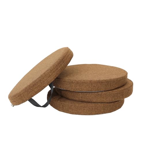 4PCS Floor Cushion | Floor Round Seat Cushions | 16''x2'' Chair Cushion with Removable Cover and Handle for Indoor Furniture, Garden (Dark Brown) - color: Dark Brown