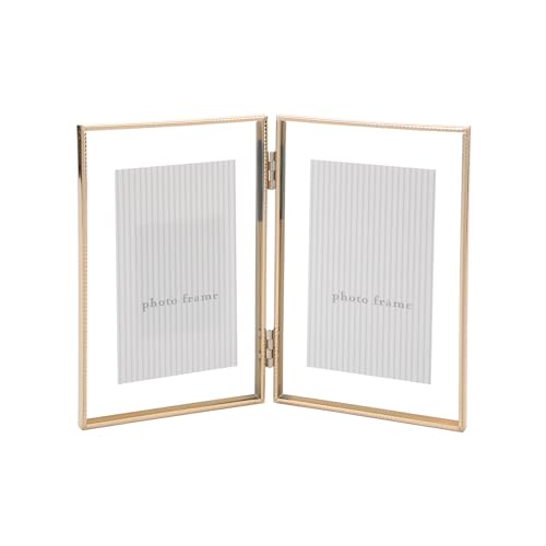 Gold 4x 6'' Double Floating Frame, For Photo Sizes (2 x3'' 3.5x 5'' up to 4x6'' ), Beautiful Metal Lace Edge Frames Adjustable Tabletop/Shelf Photo Frame, Classy Gift Choice for Wedding, Thanksgiving, - color: Gold, size: 4x6''For 3.5x5''Double