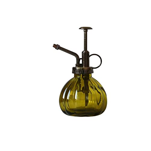 Glass Plant Spray Mister, Watering Spray Bottle, 6.4" Tall Vintage Fine Mist Spritzer Watering Can with Bronze Plastic Top Pump, Small Decorative Watering Can for Succulent House Plant (Green) - color: Green