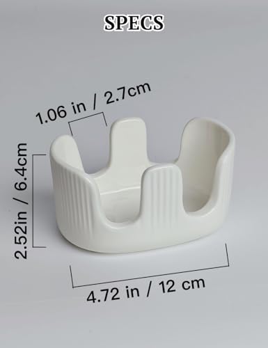 Ceramic Sponge Holder, 2-Slot Dish Sponge Holder for Kitchen Sink, Keeps Sponges Dry & Countertop Clean, Rust-Free & Dishwasher Safe, Stylis Design, Modern White - size: Dual