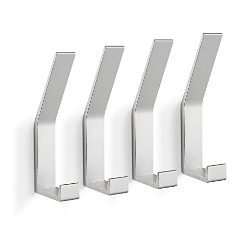 Coat Rack Hooks Wall Mounted, Silver 4Packs, Bath Towel Rope Hooks for Kitchen, Door, Cabinet, Bathroom, Foyers, Hallways, and Bedrooms - color: Silver, size: 4Packs