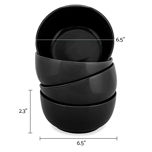 Elanze Designs Bistro Glossy Ceramic 6.5 inch Dinnerware Bowls Set of 4 - Perfect for Everyday uses from Soup, Pasta, Salad, Cereal, Ice cream, Ramen and Pho, Black - color: Black, style: 6.5 inch Soup