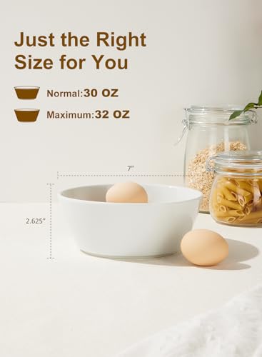 32 OZ Large Soup Bowls Set of 4 – White Porcelain Bowls for Ramen, Cereal, Salad, Pasta, Oatmeal & More – Microwave, Dishwasher, Oven & Freezer Safe - size: 32 OZ(4PCS)