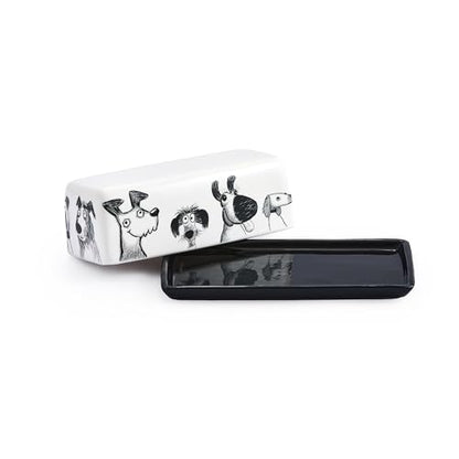 Bico Doodle Pawtrait Ceramic Butter Dish with Lid, Wide Butter Keeper for Counter, Kitchen Countertop, Microwave and Dishwasher Safe - color: Doodle Pawtrait