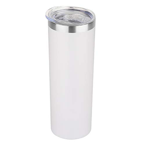 HASLE OUTFITTERS 20 oz Skinny Tumbler, Stainless Steel Insulated Slim Tumbler with Lid, Reusable Double Wall Travel Coffee Mug, Durable Powder Coated Travel Water Cup(White, 1) - color: White, size: 20 Ounces
