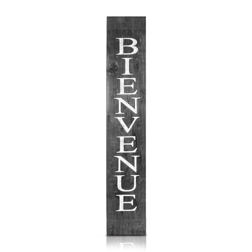BARNWOODUSA French Wooden Welcome Sign, 5-Foot, Weathered Grey - French | Stylish Farmhouse Decor: If you love the rustic look that farmhouse style decor adds to cozy house, this welcome porch sign - color: Weathered Grey - French