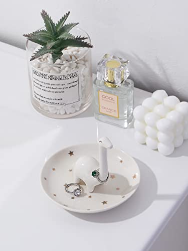 PUDDING CABIN White Dinosaur Ring Holder - Unique Jewelry Dish Tray for Rings, Earrings, Bracelets Organizer - Cute Gifts for Women, Girls, Her Birthday, Christmas, Wedding Gifts - style: White Dinosaur