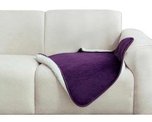 gogobunny Waterproof Pet Blanket for Small Dogs and Cats, Reversible Sherpa Fleece Soft Plush Throw for Couch Protection, Washable Furniture Protector (Dark Purple, 30x30 inches) - color: Dark Purple, size: 30x30 inches