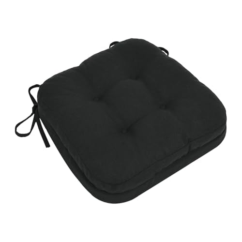 baibu Dining Chair Cushions, Dual-Layer Patent Design Memory Foam Kitchen Chair Cushions, Non-Slip Seat Pads with Ties, 16.5 x 16.5 x 3.5in, 1 Pack, Black - color: Black, size: 1 Count (Pack of 1)