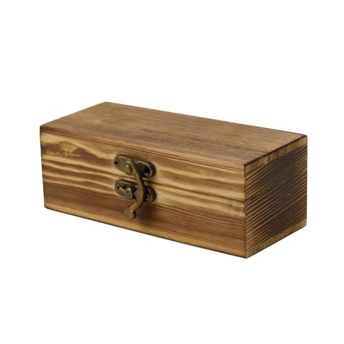 KUMGROT Wooden Box With Hinged Lid - Writable Vintage Gift Box | Handmade Solid Wood Storage for Photos, Jewelry, Coins, Cards - 5.5" x 2.4" x 2.1", Brown - style: Small Rectangular