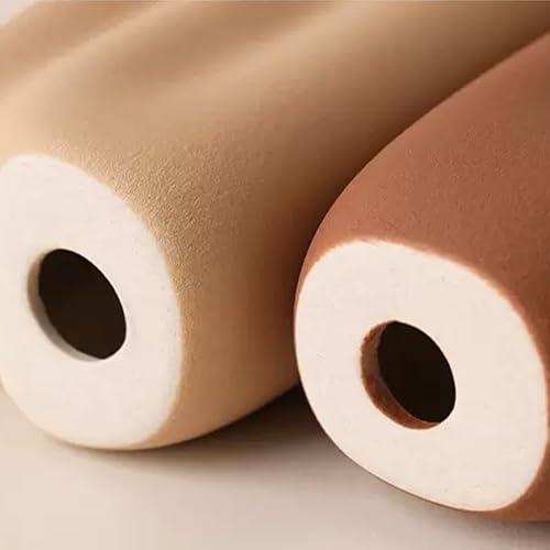 Linxia Abstract Ceramic Figurine Bookends | Warm Brown & Off-White Pair | Back-to-Back Design | Decorative Desk, Office & Window Display Accents - color: Warm Brown & Off-white