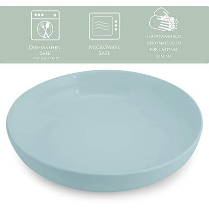 Elanze Designs Bistro Glossy Ceramic 8.5 inch Shallow Pasta Dinner Bowls Set of 4 - Perfect for Everyday uses from Italian Style Pasta to Caesar Salad, and Ramen to Pho, Ice Blue - color: Ice Blue, style: 8.5 inch Dinner