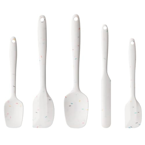 Silicone Spatula Set,5 Piece Food Grade Rubber Spatulas,Candy Color | Spatulas Silicone Heat Resistant for Baking,Cooking,and Mixing High Heat Resistant Non Stick Dishwasher Safe BPA-Free - color: Candy Color