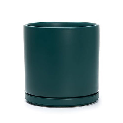 D'vine Dev 8 Inch Ceramic Planter Pot, Teal, 94-O-D-9 | Modern Cylinder Design, Drainage Hole & Saucer Included, Stable Structure, Elegant Home Accent - color: Teal, size: Medium