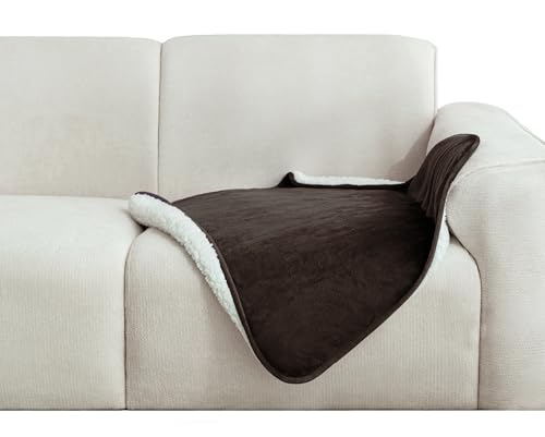 gogobunny Waterproof Bed Blanket, Reversible Sherpa Fleece Throw Blanket for Dog Puppy Cat, Furniture Cover Protects Bed Couch Sofa from Liquid Pee and Pet Fur (Dark Brown, 30x30 inches) - color: Dark Brown, size: 30x30 inches
