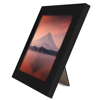 Americanflat 6x6 Picture Frame - Engineered Wood - Black | Shatter-resistant glass, wall or tabletop display with included easel, sawtooth hangers included - color: Black, size: 6x6