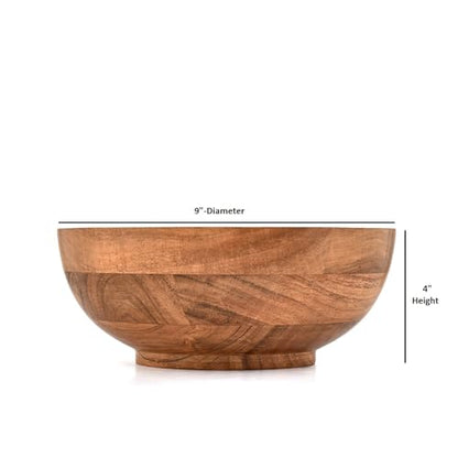 Decorative Bowl Round Rustic Centerpiece Bowl for Home Decor, Dining Table, Parties, Weddings, Floral Arrangements & More (9" X 9" X 4")