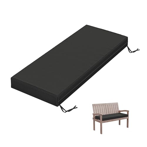 Outdoor Bench Cushion 45×18×3.5 in Thick Waterproof Patio Furniture Cushions, Patio Porch Swing Replacement Seat Pad with Tie Straps and Anti-Slip, for Backyard Garden, Black - color: Black, size: 45 x 18 x 3.5 in