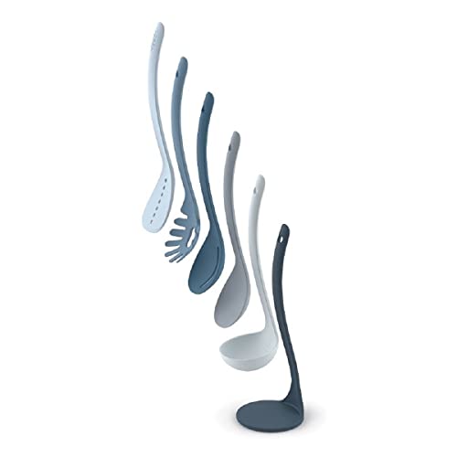 Joseph Joseph Nest Utensils Compact Stacking Kitchen Tool Set with Magnetic Storage Stand Nylon, 5-piece, Editions- Sky,Blue - color: Blue
