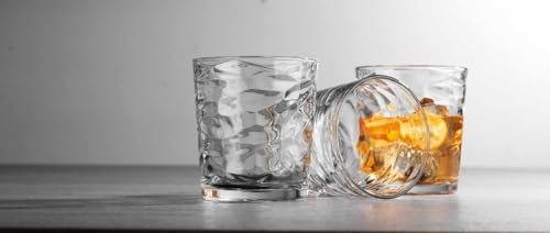 Glaver's Whiskey Glasses Set of 6. Hammered Cocktail Glasses,13oz. Bar Glasses. Old Fashioned Glasses for Scotch,Rum,Bourbon Glasses. - size: 13 Ounces