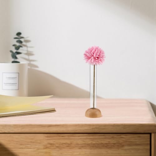 ORFOFE 2pcs Glass Propagation Vases with Wooden Stand for Indoor Plant Cutting, Modern Test Tube Hydroponic Plant Holders, Easy Cleaning Tabletop Containers for Home and Office Décor