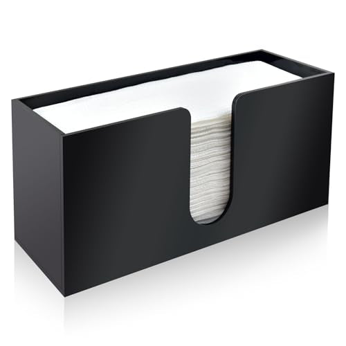 Paper Towel Holder Countertop, Black Acrylic Napkin Dispenser, 1 Pack | Multifold Paper Towel Dispenser for Z-Fold, C-Fold, MultiFold, Trifold; Bathroom, Toilet, Kitchen, Restaurant Countertop Use - color: Black