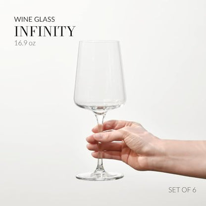 KROSNO Red Wine Glasses Set of 6, 16.9 oz, Infinity Collection | Wine Tumbler with Stem, Lead-Free Crystal Glassware, Drinking Glasses, Elegant Cups, Home & Restaurant, Dishwasher Safe - size: Red Wine 500 ml (Set of 6)
