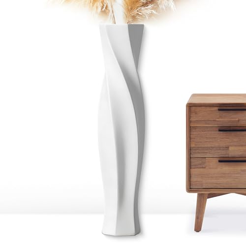 Tall Floor Vase 27.5" Matte White, Resin Floor Vase Tall White Vases for Dried Pampas Grass Feathers Branches Fresh Flowers, Modern Home Decor for Living Room Bedroom Entryway Corner - color: White, size: 27.5 in