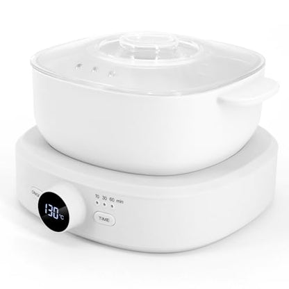 Digital Hair Removal Wax Warmer, Adjustable Temperature Waxing Machine for Women Hair Removal, Face, Bikini, Legs and Body, with Silicone Wax Pot Liner (White) - color: White