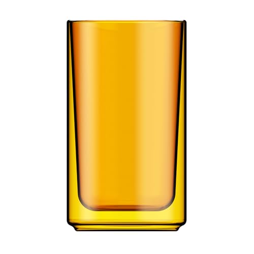 Terra Kaffe Marigold Forte 12 oz Double-Walled Coffee Glass – Borosilicate Thermal Insulated Stackable Latte & Cold Brew Cup, Heat-Resistant Clear Glassware - color: Marigold, size: 12 Ounces