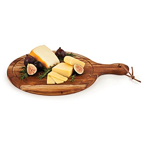 Twine Country Home Acacia Wood Cheese Board Paddle, Acacia Wood Charcuterie Board, 15.8" by 11.9", Gourmet Gift Set - style: Round Cheese Board