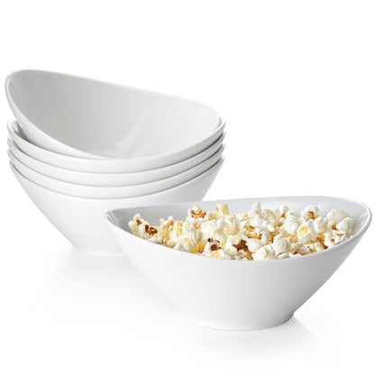 Teocera 6 Inch Ceramic Breakfast Bowls Set of 6, 10 Ounce Small Yogurt Bowls for Salad, Soup, Dessert, Microwave & Dishwasher Safe - White - color: White, size: 10 Ounce