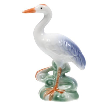 ULTECHNOVO Ceramic Crane Figurine Ornament 1PCS Cute Animal Statue for Desktop Decoration Rustic Style Home Decor Aesthetically Pleasing Ceramic Craft