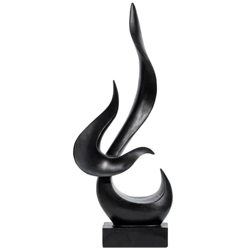Black Fire Flame Sculpture, Art Modern Abstract Statue, Shelf Accents Decor | Modern Home Resin Sculptures Decorative Objects,Table Top Decor for Livingroom Home Decor,Office Shelf Sculpture - color: Black, size: Large