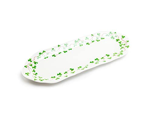 Shamrock Fine Porcelain Oval Serving Plate Clover Leaf 16in