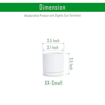 D'vine Dev 2-Pack Ceramic Pots with Saucers, White, 3.5 in, 94-V-A-1 | Modern Cylinder Design, Glazed Ceramic, Drainage Hole & Saucer Included, High Temperature Fired, Elegant Home Accent - color: White, size: 3.5 Inch