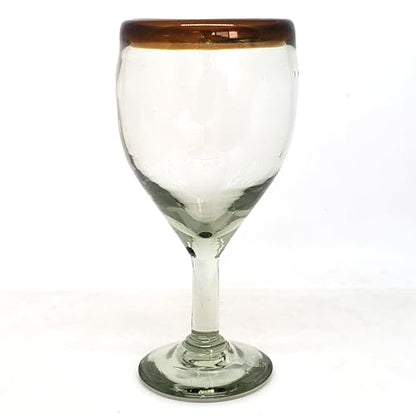 Amber Rim 13 oz Wine Glasses (set of 6), Recycled Glass, Lead-free, Toxin-Free (13oz Wine) - style: 13 oz Wine Amber