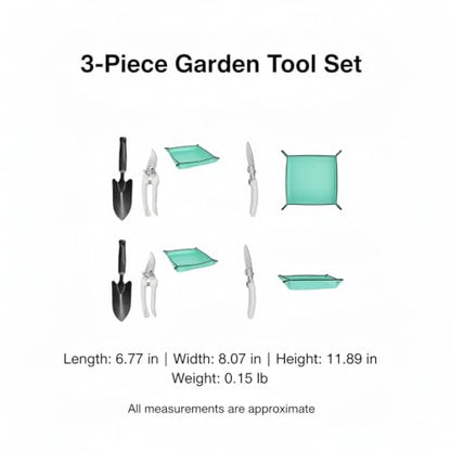 Effortless Digging and Pruning: 3-Piece Gardening Kit with Stainless Steel Heads and Wood Handles