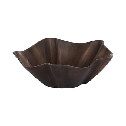 Kate and Laurel Flutte Scalloped Decorative Metal Serving Bowl; 10 x 10 x 3; Bronze; Modern Wavy Fruit Bowl for Kitchen Counter or Use as Tabletop Storage for an Entryway Table