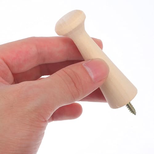 NUOBESTY 24pcs Wooden Shaker Pegs 2.7 Inch Long Wall Hooks for Hanging Clothes and Purses, Screw-on Coat Hooks Made of Beige Wood, Supports Heavy Coats, for Family Storage and Mudroom
