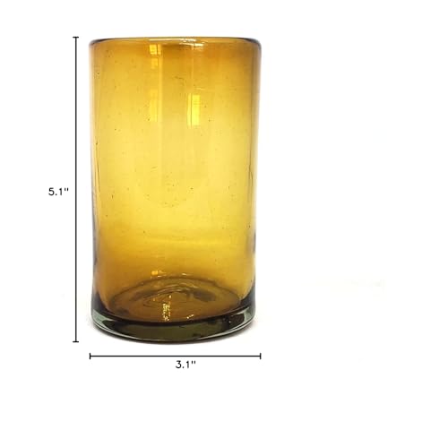 Solid Amber 14 oz Drinking Glasses (set of 6), Recycled Glass, Lead-free, Toxin-Free (14oz Drinking) - color: Amber, size: 14 oz