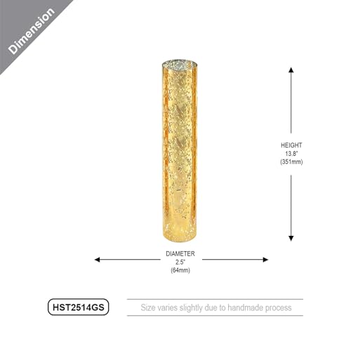 WGVI Hurricane Candle Holder Sleeve, W: 2.5", Ht: 14", Gold Speckled Glass Cylinder Open Both Ends, Chimney Tube Shade, 2 Pieces - color: Gold Speckle, size: 2.5x14"H