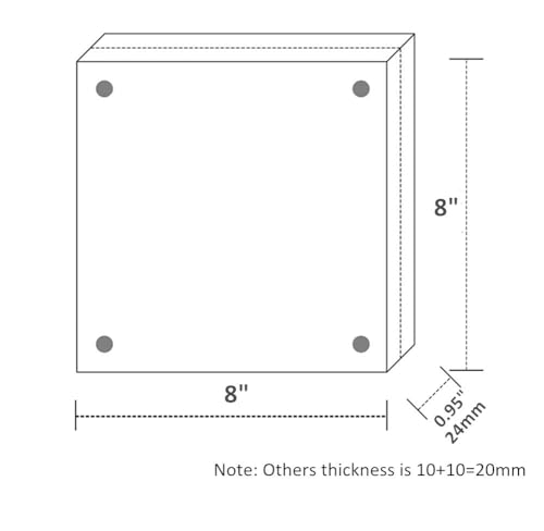 NIUBEE Square Picture Frames 8x8, Clear Acrylic Double Sided Frameless Card Print Display for Home or Office - size: 8x8"(1 Pack)