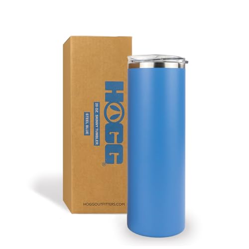 Hogg 20 oz Skinny - Steel Blue, Powder Coated Tumblers for Laser Engraving, Engravable Tumblers Bulk, Stainless Steel Cups Bulk, Insulated Cups with Lids - color: Steel Blue